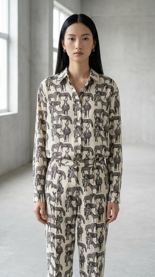 Cotton Hybrid Relaxed shirt on model