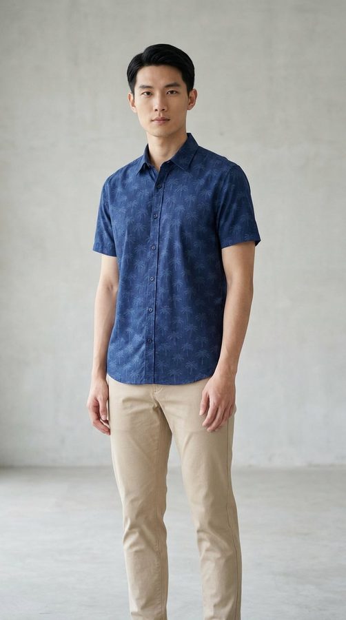 Cotton Hybrid Men's short-sleeve shirt on model