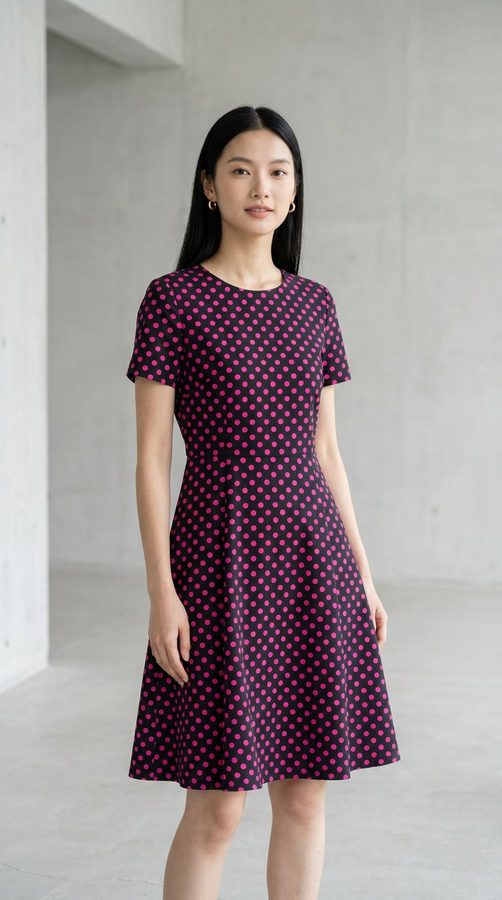 Cotton Hybrid Fit-and-flare dress on model