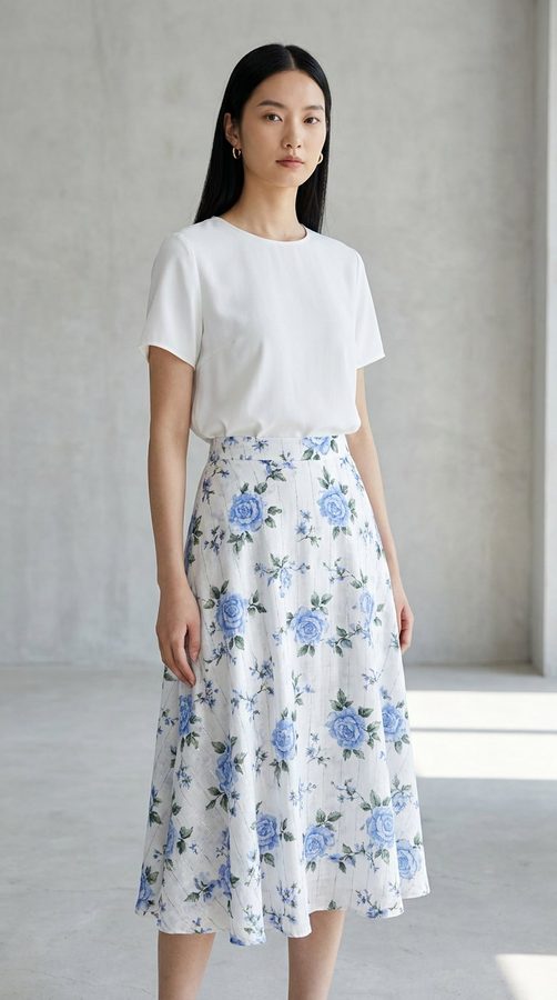 Indian Cotton Short-sleeve blouse on model