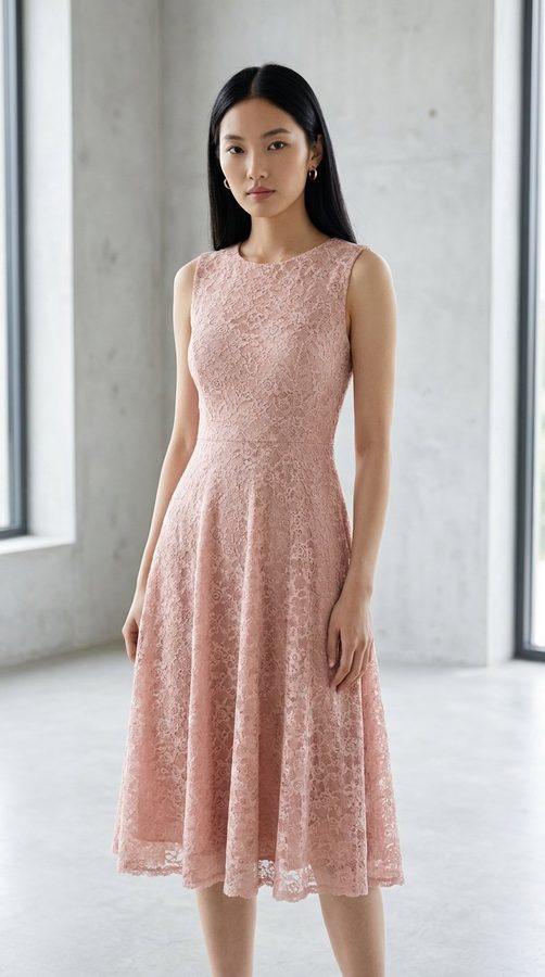 Knitted Lace Lace cocktail dress on model