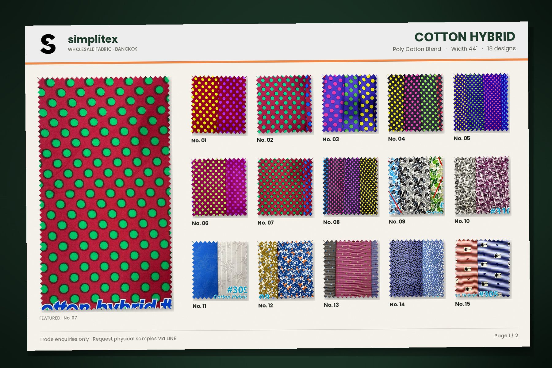 Cotton Hybrid sample book