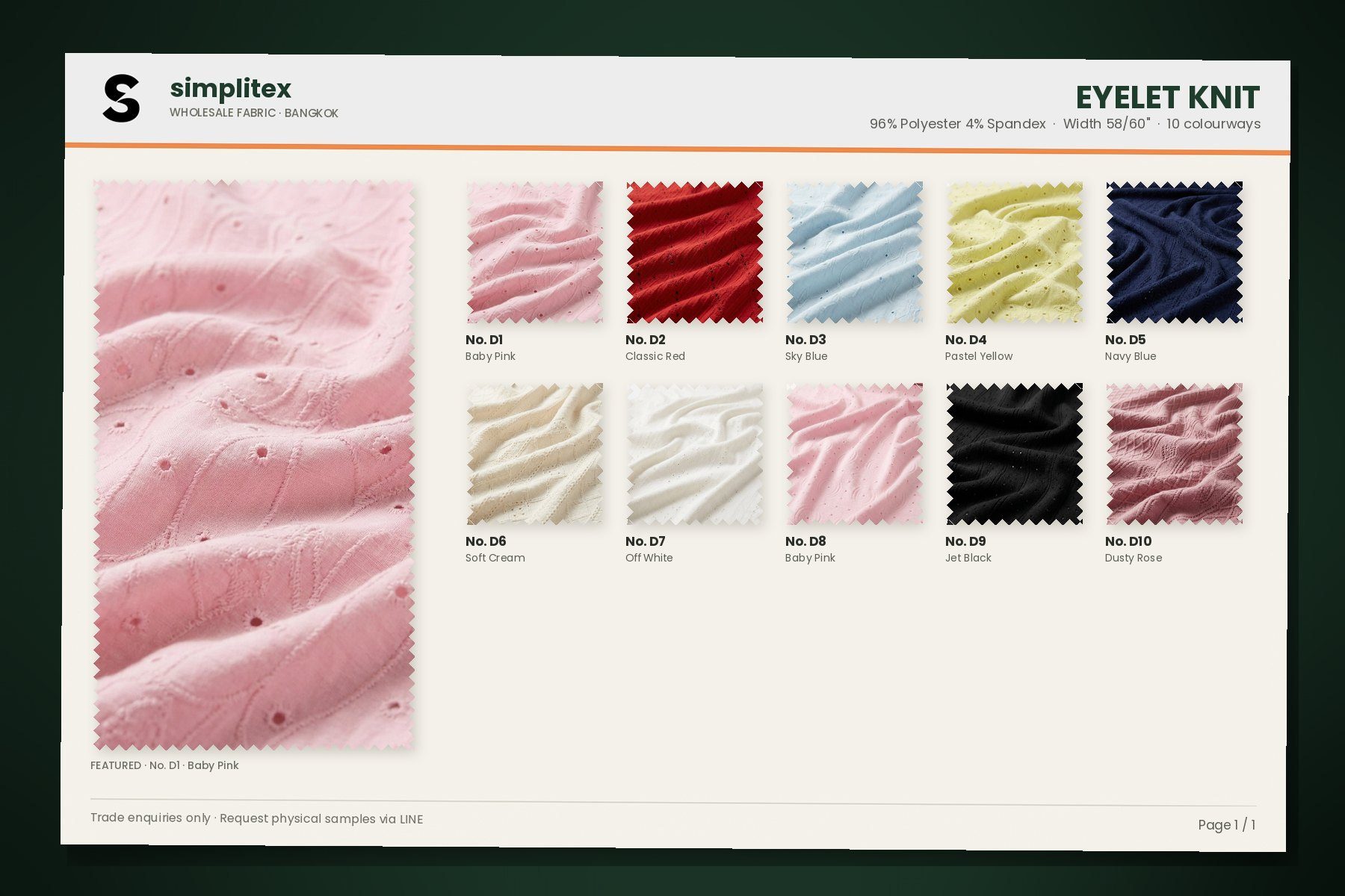 Eyelet Knit sample book