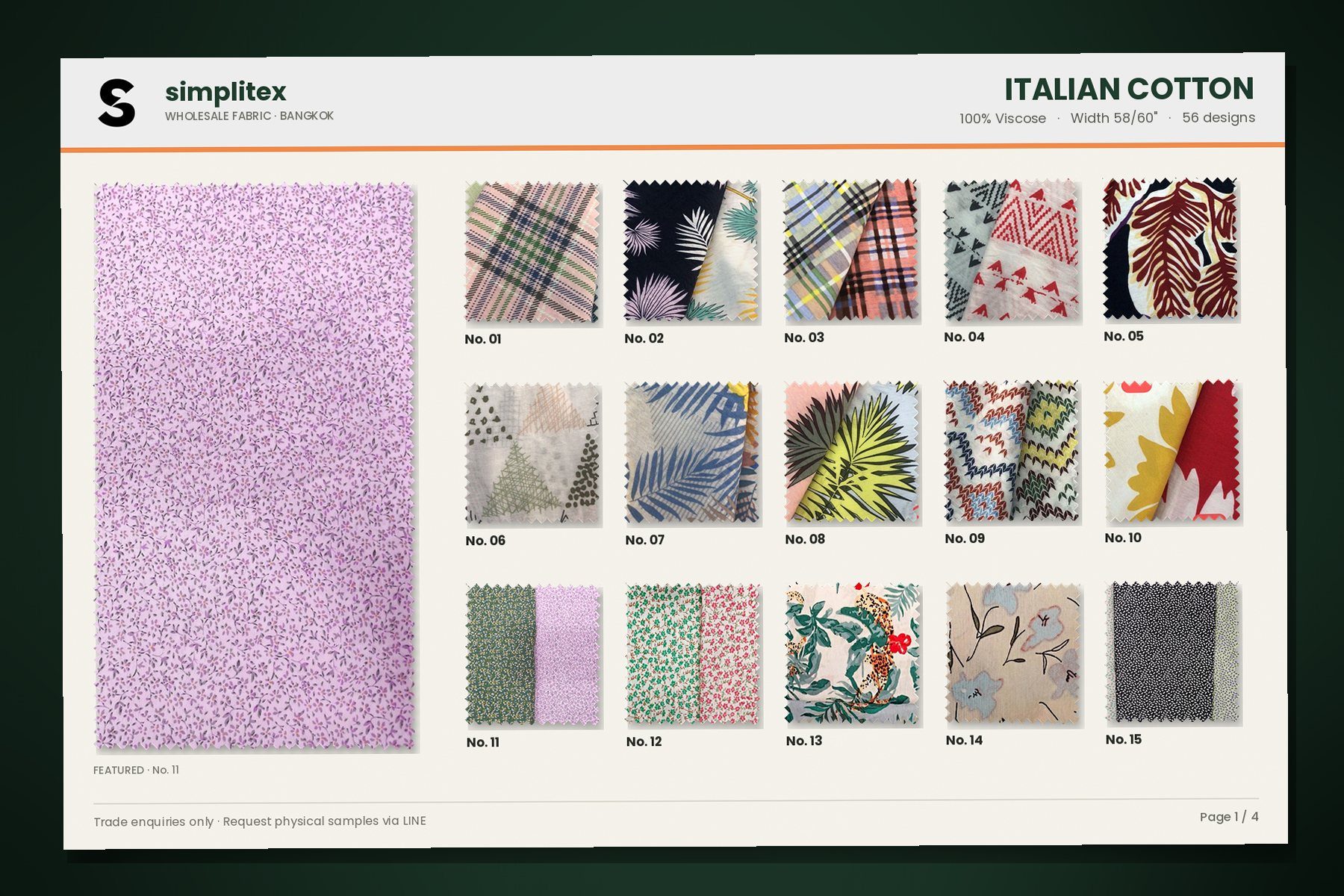 Italian Cotton sample book