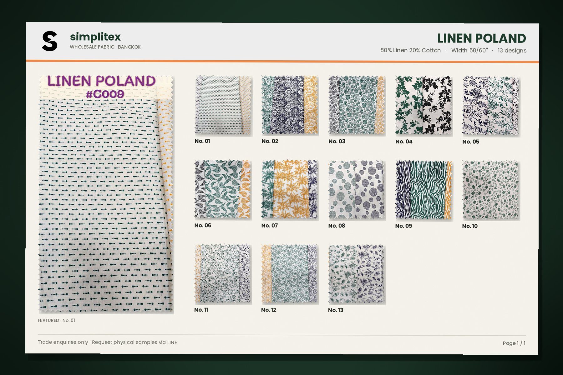 Linen Poland sample book
