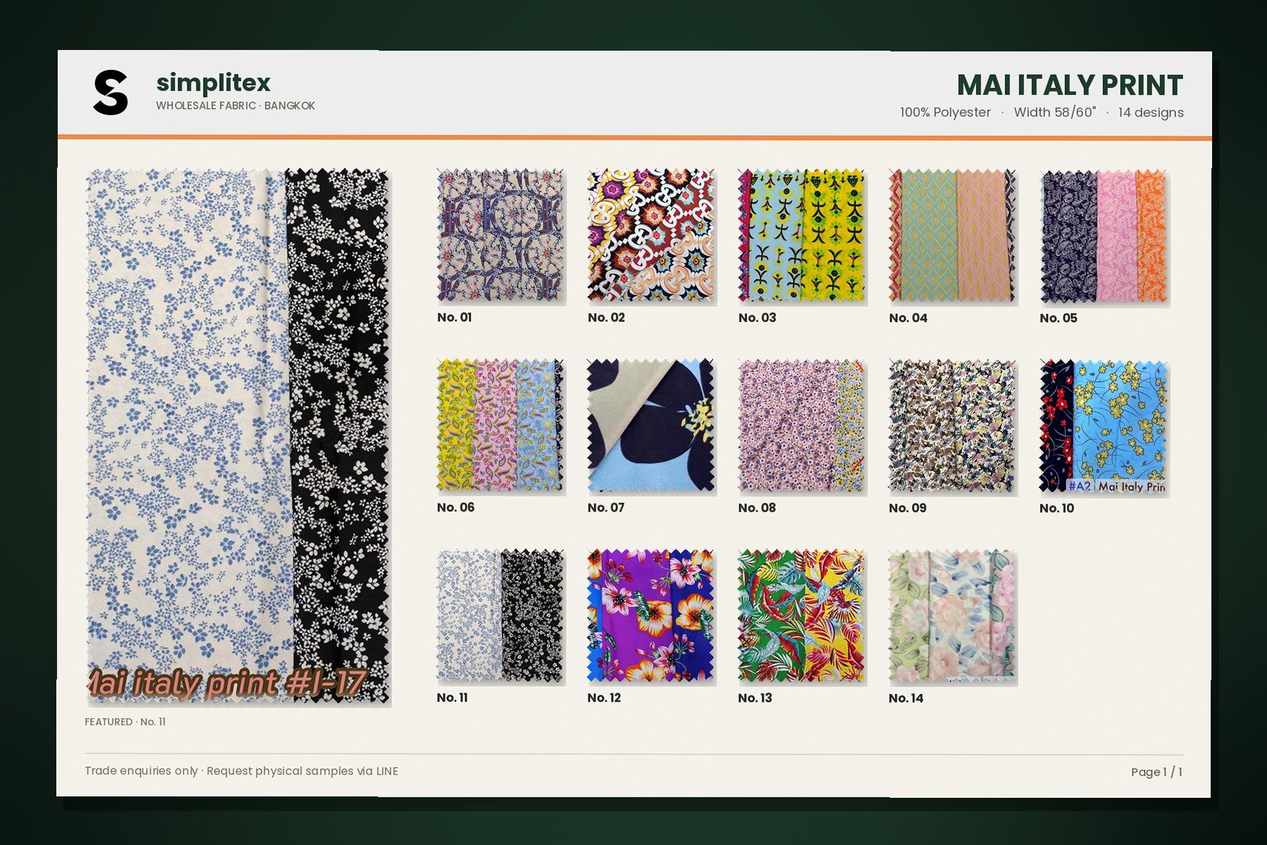 Mai Italy Print sample book