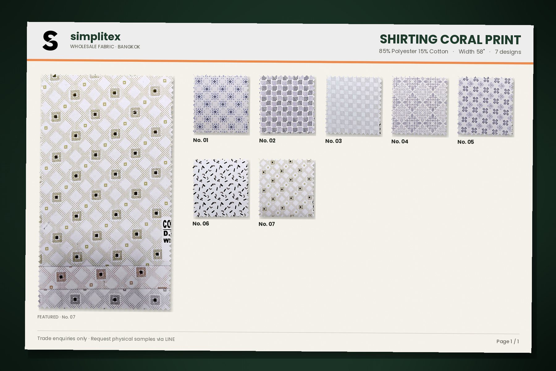 Shirting Coral Print sample book